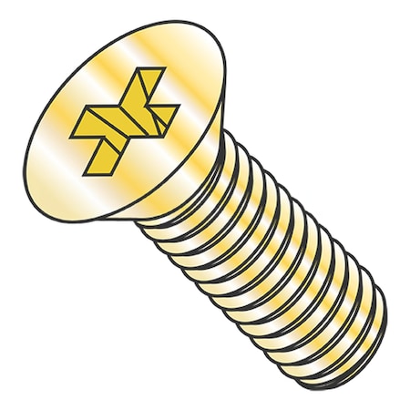 Usa Industrials #2-56 x 3/8 in Phillips Flat Machine Screw, Yellow Cadmium Steel BULK-SCRW-2042